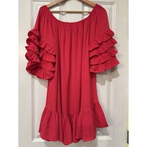 Pink Tiered Ruffle Mini Dress Women’s Umgee Size M Feminine Romantic Swing Dress
